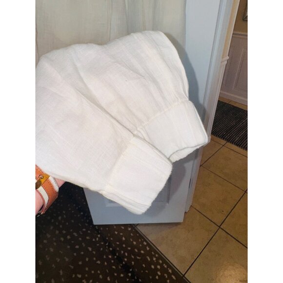 Flax White Cream Linen Jogger Casual Pants M Sustainable Lagenlook M Minimalist - Picture 5 of 5